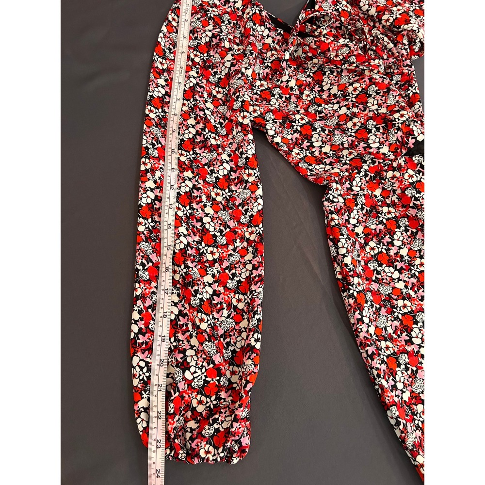NWT Sanctuary Floral Print Maxi Dress Red Black White V Neck Long Sleeve Size 2 - Picture 7 of 8